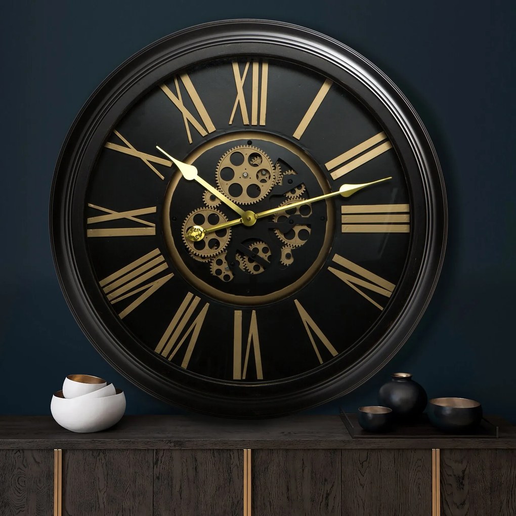 Dekoračné retro nástenné hodiny s pohyblivými prevodmi