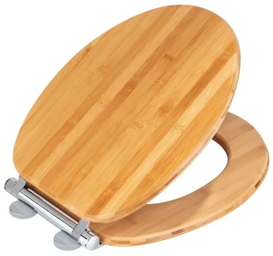 WENKO 25224100 - WC sedadlo BAMBOUSA 34,5x40,5 cm hnedá/strieborná