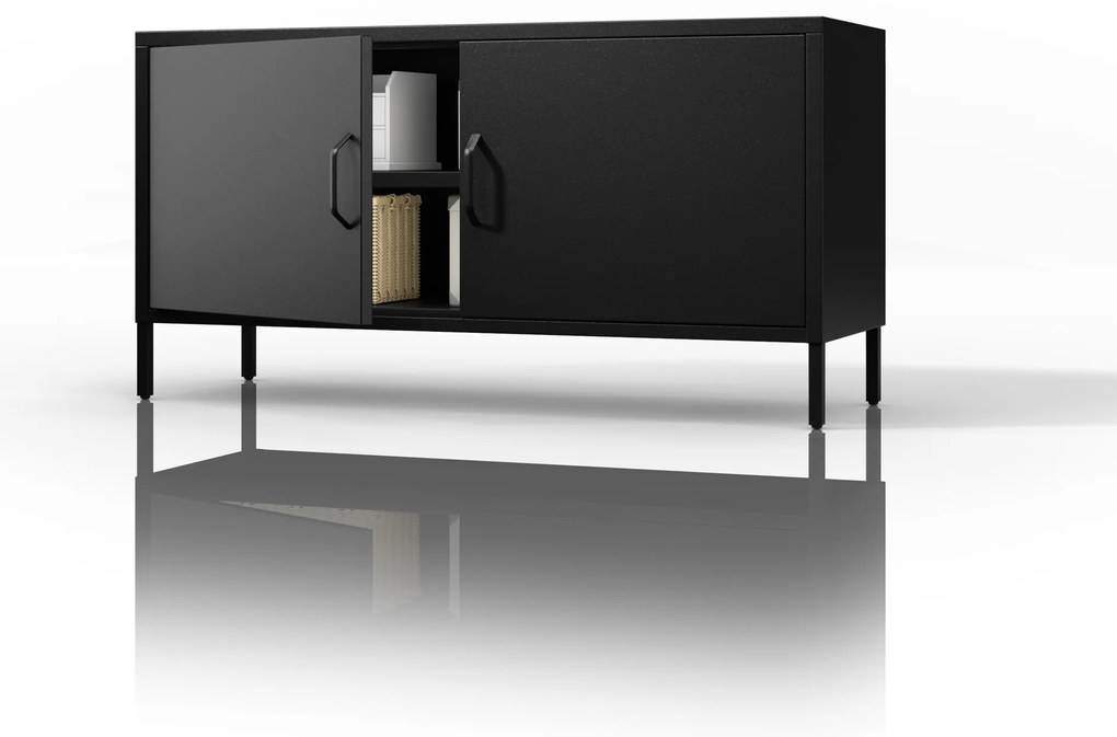 ROSA Moderná čierna kovová TV skrinka