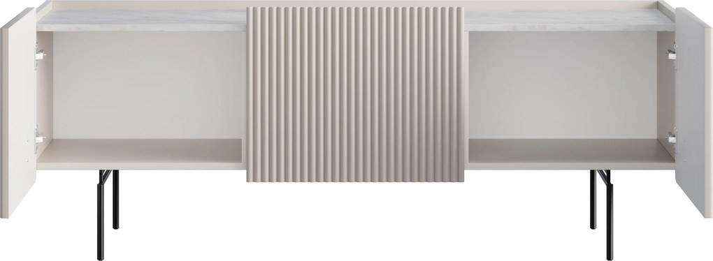 TV stolík Malmi 150 cm - kašmírová / crema bianca / čierna