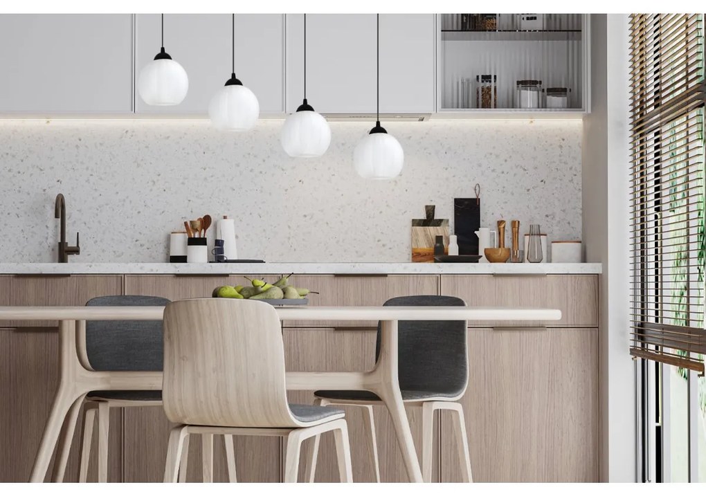 Závesné svietidlo Costa, 4x biele sklenené tienidlo, b