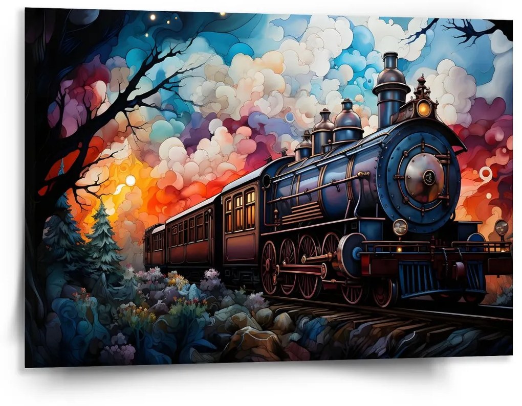 Sablio Obraz Parná lokomotíva v kúzelnej krajine - 150x110 cm
