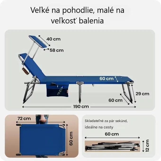 InternetovaZahrada Záhradné lehátko Ibiza - modré