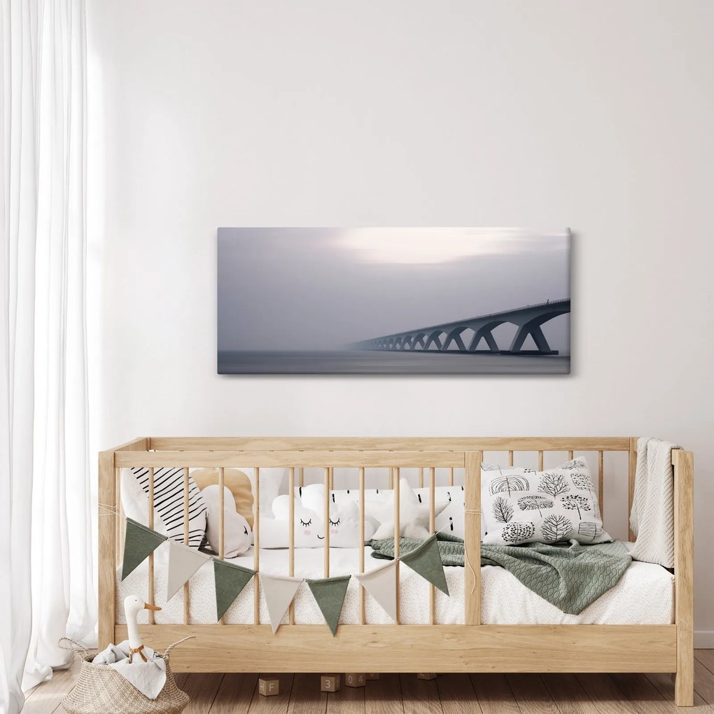 Obraz mosta v hmle (120x50 cm)