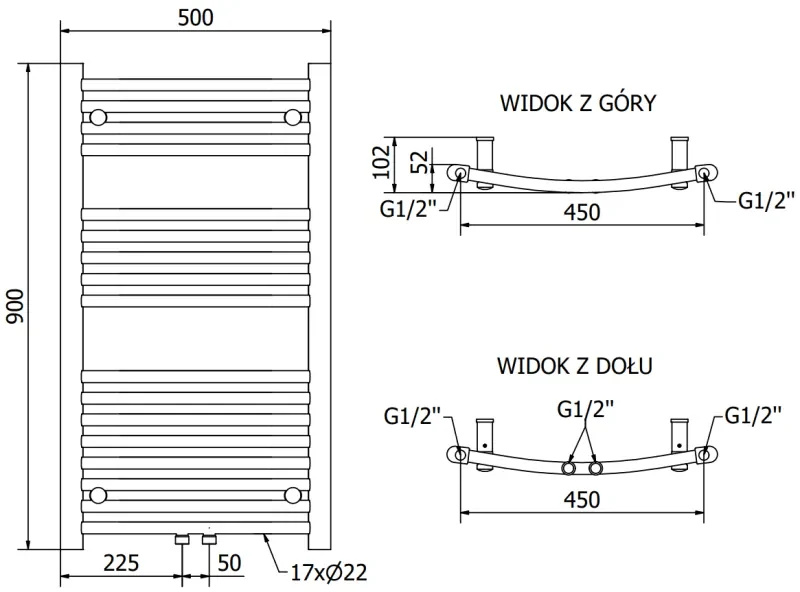 Mexen Ares, vykurovacie teleso 900x500 mm, 293 W, chrómová, W102-0900-500-00-01