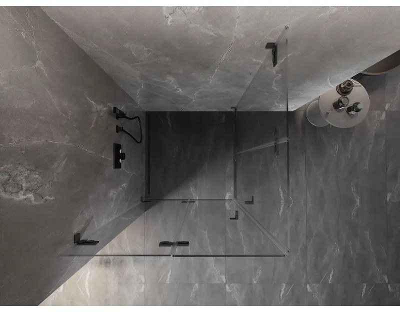 Mexen Lunar-F Duo, skladací sprchový kút 90 x 90 cm, 8mm číre sklo, grafitový profil, 836-090L-090P-95-00