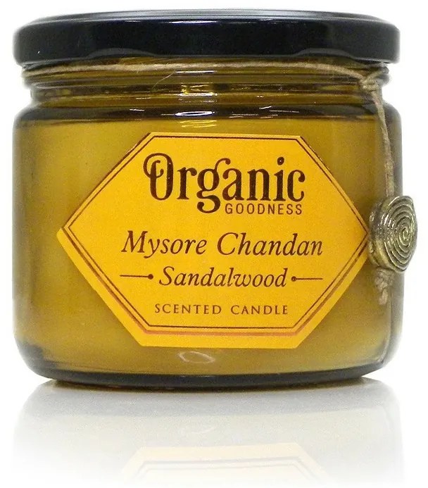 Organická sviečka Mysore Chandan - Sandalwood 200 g v jantárovom skle