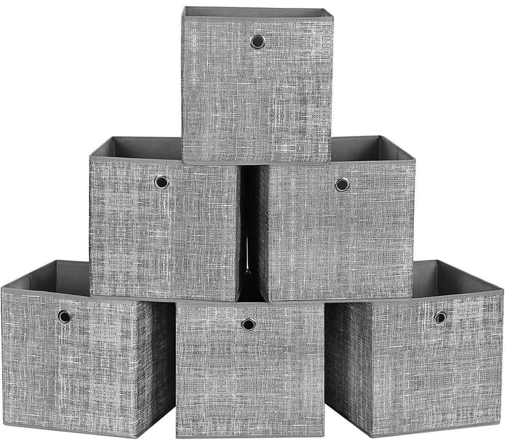 Úložný box Grey, sada 6ks, 30x30x30 cm, sivá
