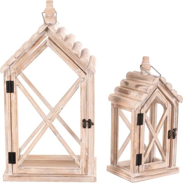 Set dvoch lampášov domček hnedý DA221 (2 ks)