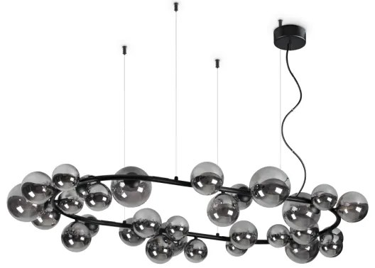 Ideal Lux - LED Luster na lanku PERLAGE 30xG9/3W/230V 143 cm čierna/dymová