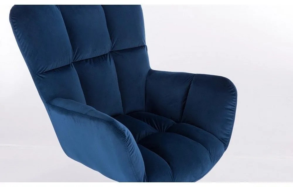 LuxuryForm DESIGN Otočné kreslo AURORA VELUR na čiernom kríži - modré