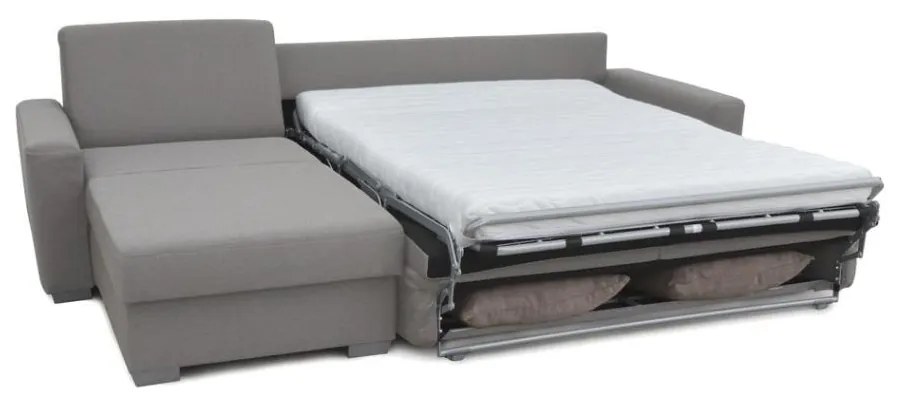 Rozkladacia rohová sedacia súprava LEKA, ľavá, sivá, s úložným priestorom, na ka
