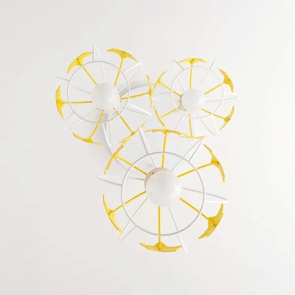 Detský luster na lanku STARS 3xE27/15W/230V žltá/biela