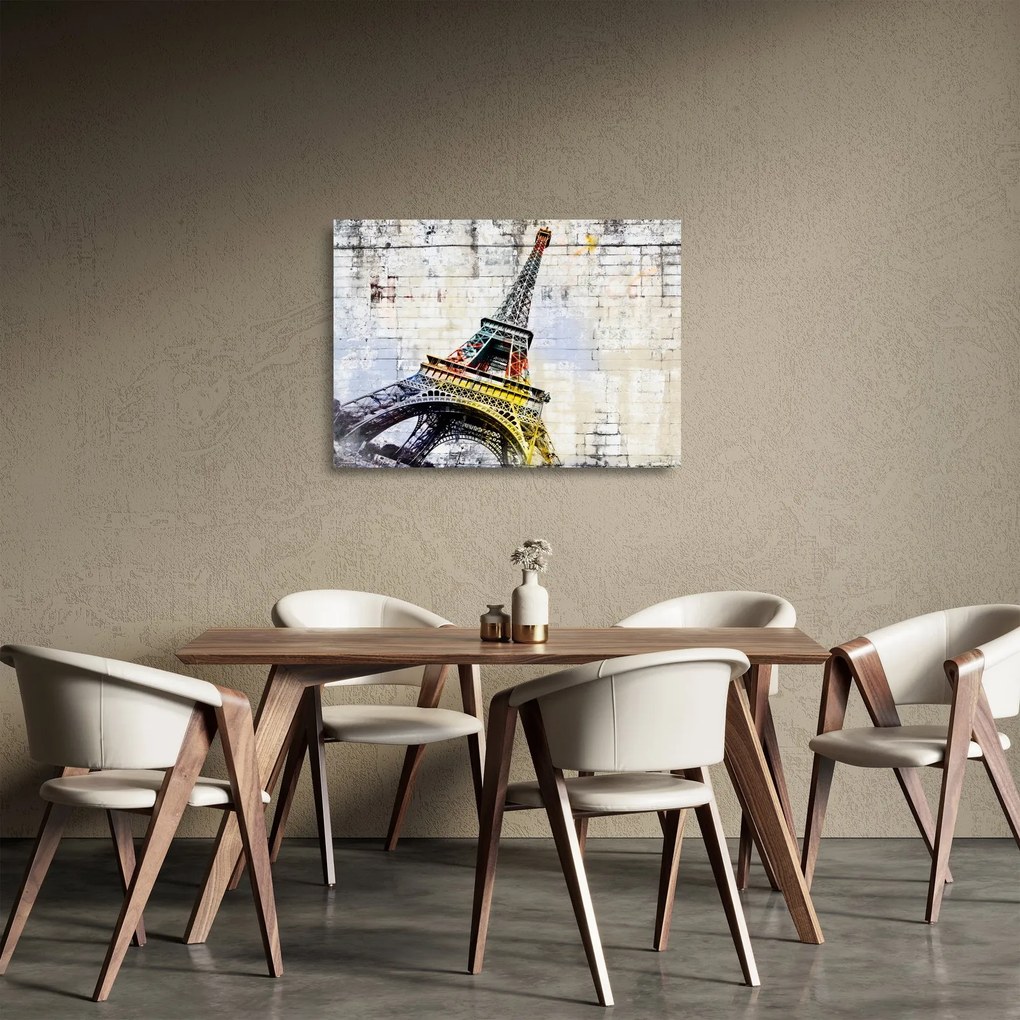 Sklenený obraz - Digitálne umenie Eiffelovej veže (70x50 cm)