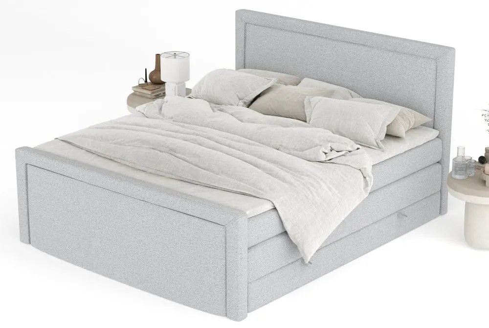Svetlosivá boxspring posteľ s úložným priestorom 160x200 cm Lavenda – Maison de Rêve