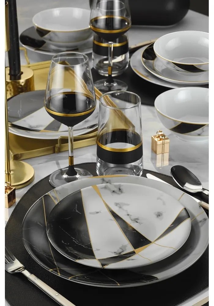 24-dielna súprava porcelánového riadu Kütahya Porselen Black&White