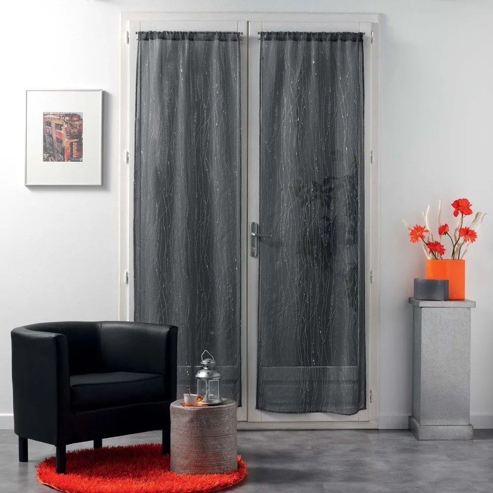Antracitové voálové záclony v súprave 2 ks 70x200 cm Filiane – douceur d'intérieur