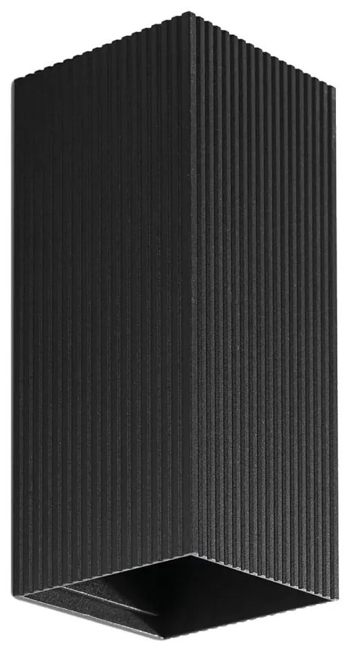 FARO 40566 - Nástenné svietidlo SOLE 2xGU10/8W/230V čierna vrúbkovaná hranatý