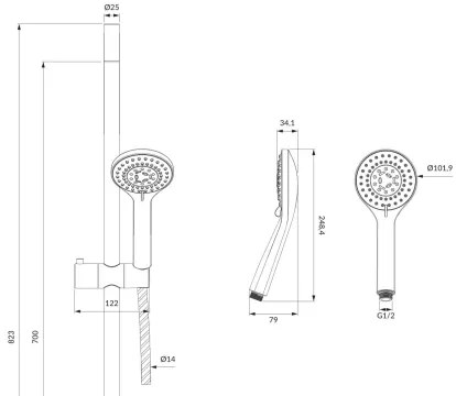 OMNIRES YOSEMITE-SBL - Sprchová sada YOSEMITE polomatná čierna