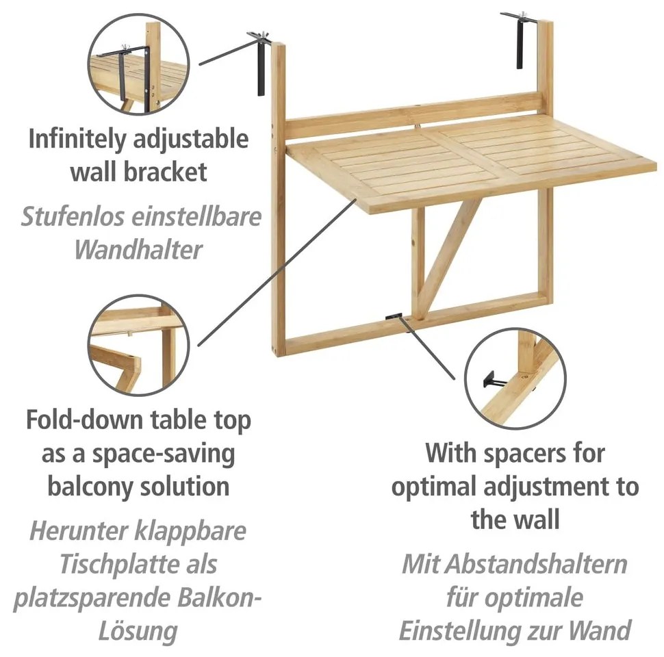 Bambusový záhradný stolík 44x64 cm Waikiki – Wenko