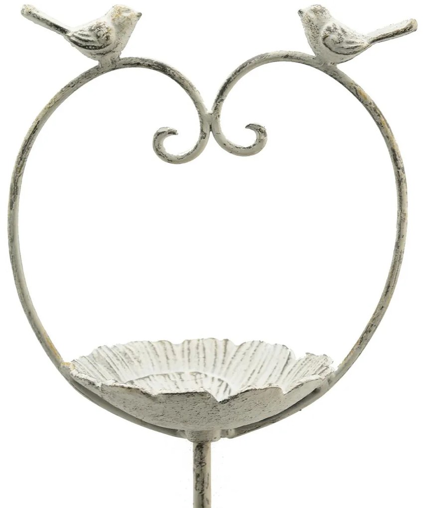 Zapichovacie napájadlo pre vtáky Love, 104x22 cm, kov, biela