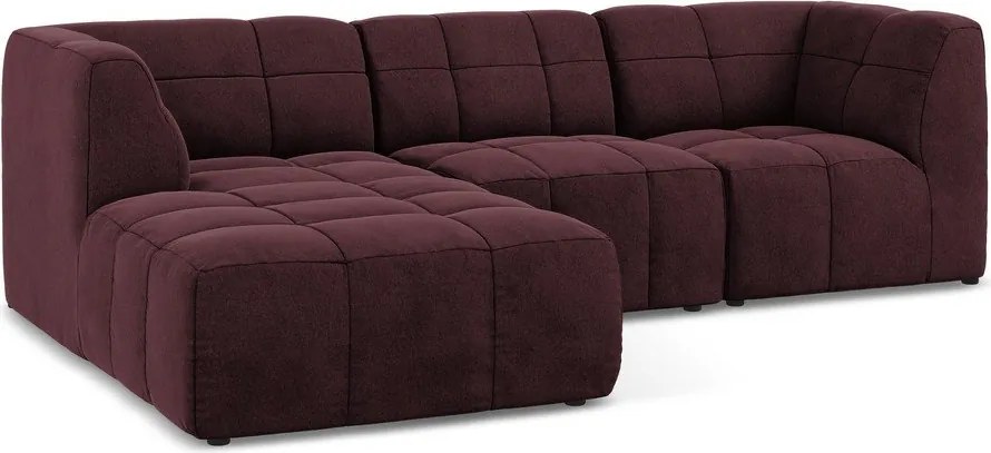 Vínovočervená zamatová rohová pohovka (ľavý roh/s leňoškou) Aloha – Makamii