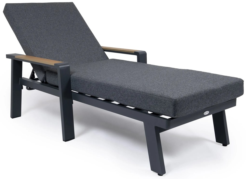 Záhradné hliníkové ležadlo EMOT antracit s tmavou poduškou