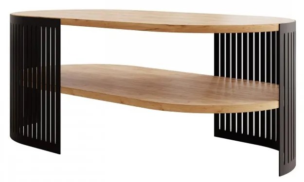 Konferenčný stolík okrúhly Zinzit II, Farba: čierna/dub craft zlatý