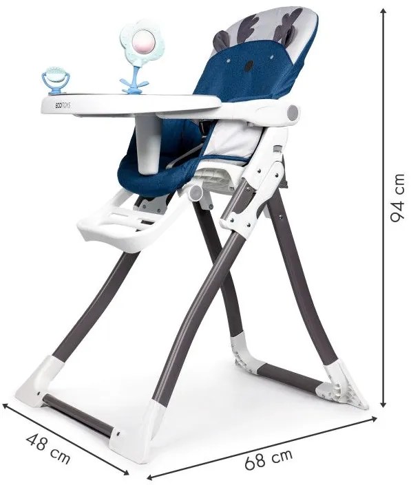 EcoToys Detská jedálenská stolička Sobík - modrá, HC301-904