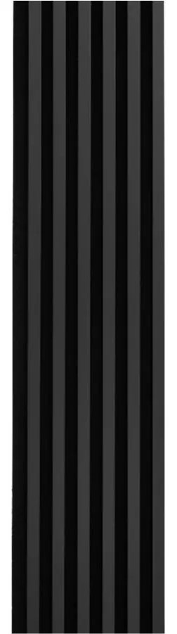 Dekoračné panely, čierny mat 3D lamely na filcovom podklade, rozmer 270 x 30 cm, IMPOL TRADE