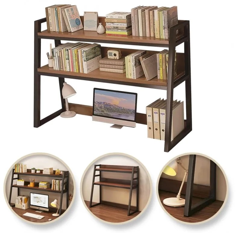 Multifunkčná 3-poschodová polica VERTEX čierna/orech