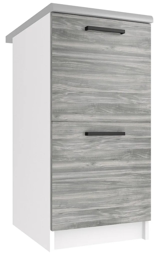 Kuchynská skrinka Belini spodná so zásuvkami 40 cm šedý antracit Glamour Wood s pracovnou doskou TOR SD2-40/0/WT/GW/0/B1