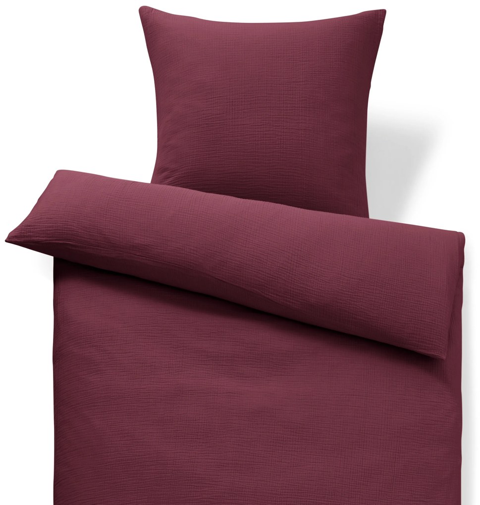 Mušelínová posteľná bielizeň, vínová, štandardná veľkosť