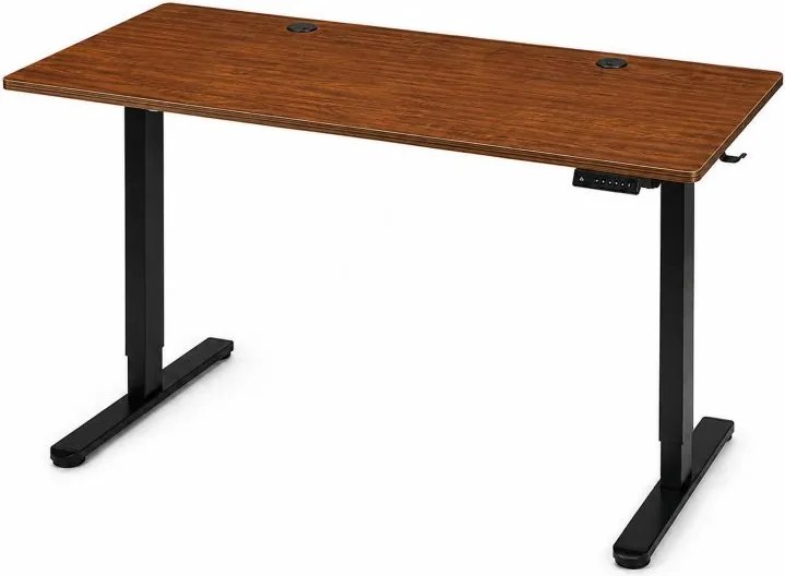 Elektrický písací stôl 120x60 cm, zdvíhateľný, výškovo nastaviteľná 72-118 cm, tmavý dub,