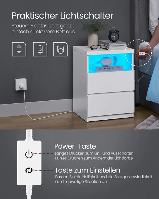 Nočný stolík s LED osvetlením LET634W01