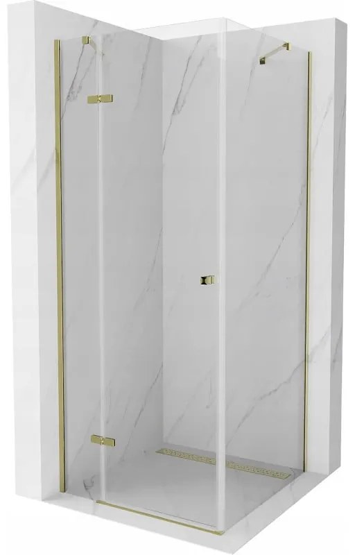Mexen Roma, sprchovací kút 70 (dvere) x 70 (stena) cm, 6mm číre sklo, zlatý profil, 854-070-070-50-00