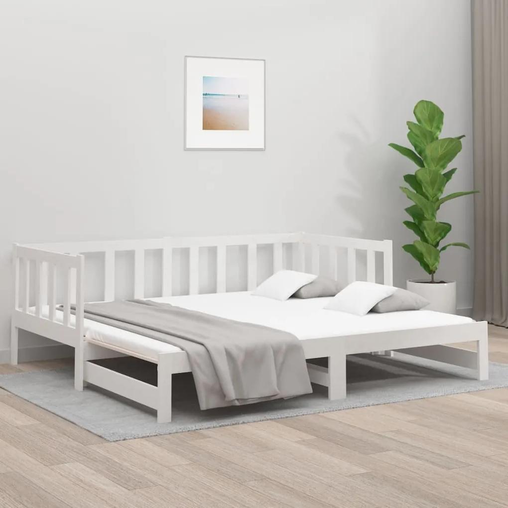 Rozkladacia denná posteľ biela 2x(80x200) cm borovicový masív