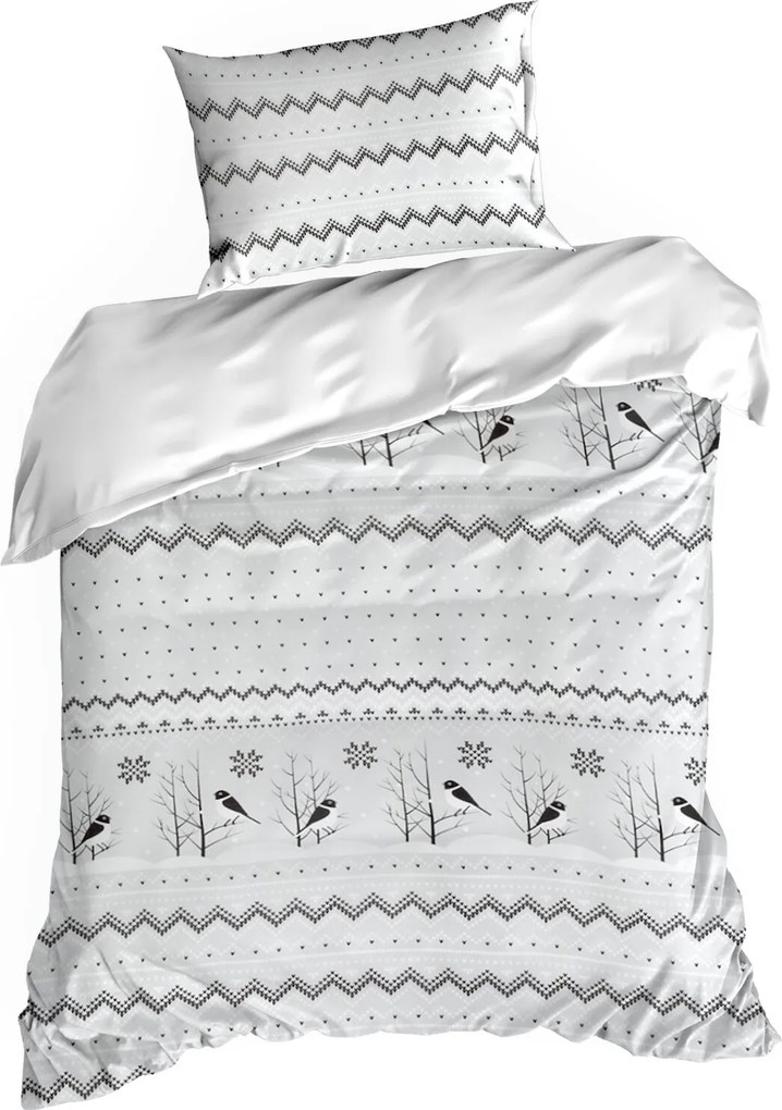 VIANOČNÉ SATÉNOVÉ OBLIEČKY TASHA 140X200 CM, 1 KS 70X80 CM VZOROVANÉ