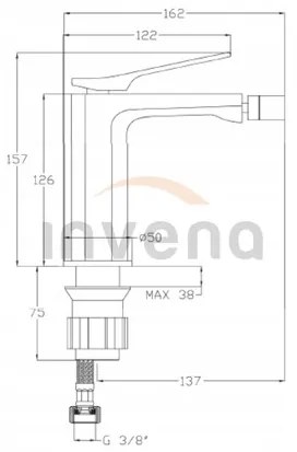 Invena Neri, stojanková bidetová batéria, čierna matná, BB-01-004-L