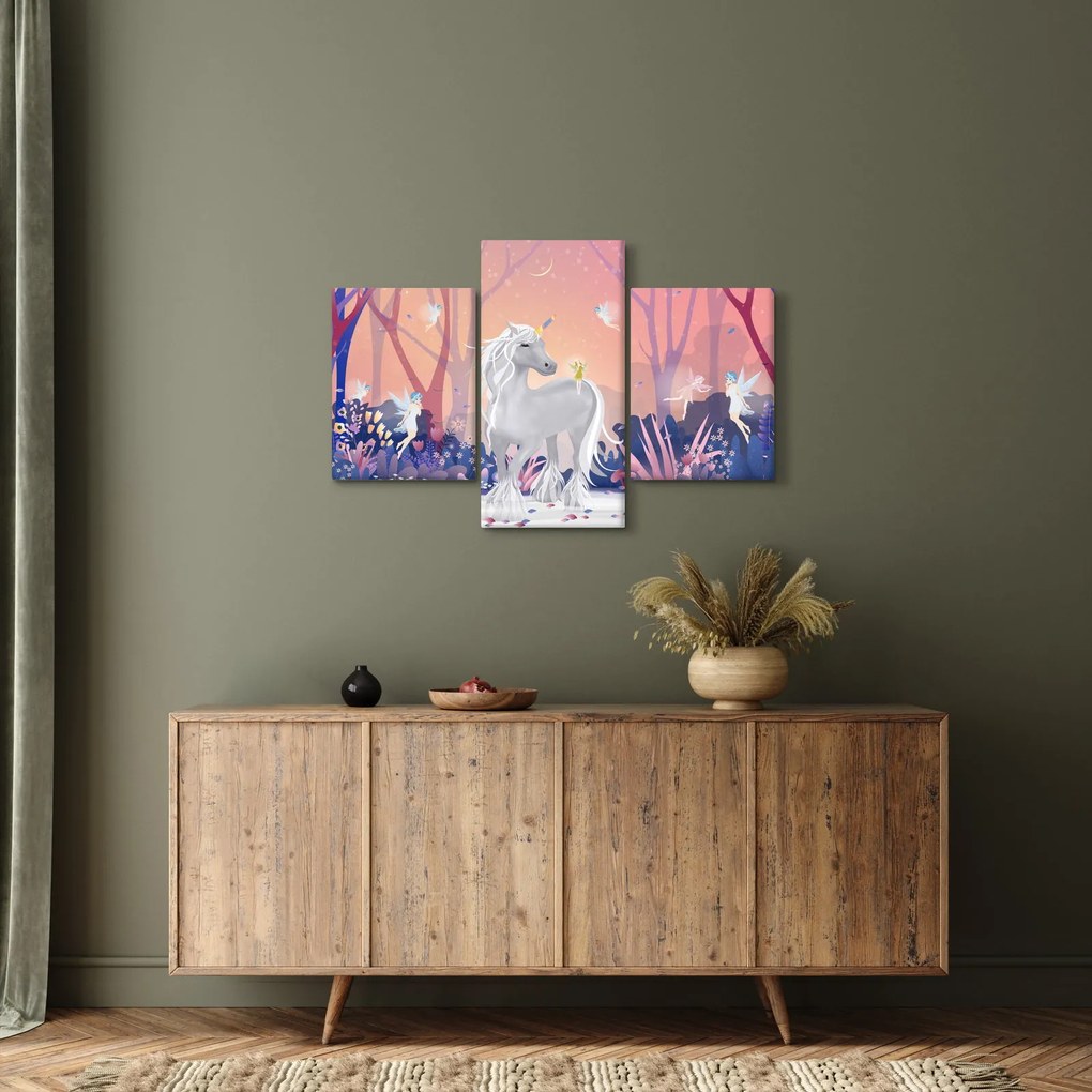 Obraz - Jednorožec v magickom lese (90x60 cm)