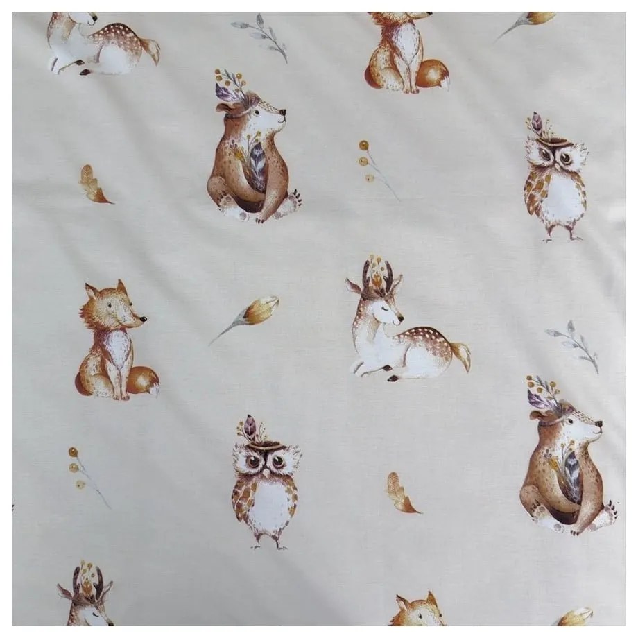 Béžové bavlnené detské obliečky do postieľky 100x135 cm Animals "Woodland" – Jerry Fabrics
