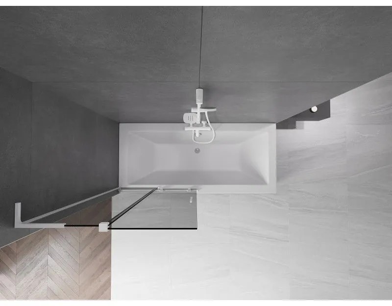 Mexen Velar L, 2-krídlová posuvná vaňová zástena 90 x 150 cm, 8mm šedé sklo, biela matná, 896-090-003-41-20