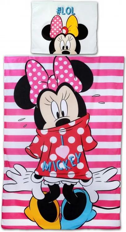 Setino - Bavlnené obliečky Minnie Mouse (Disney) - motív "I ❤ Mickey", 70 x 90cm + 140 x 200cm
