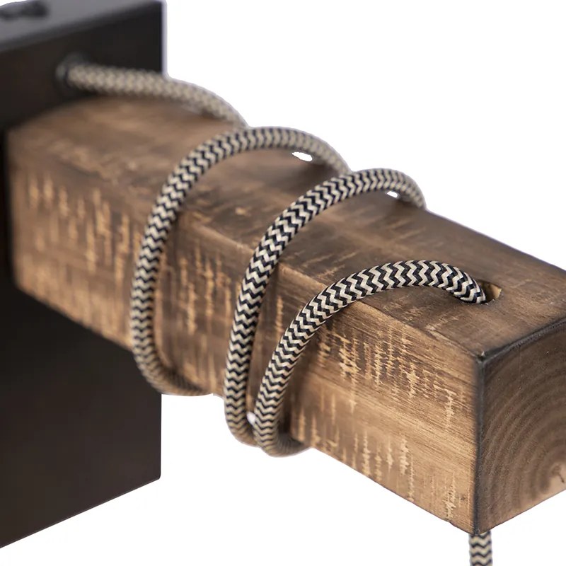 Inteligentné priemyselné nástenné svietidlo čierne s drevom Vrátane WiFi G95 - Gallow