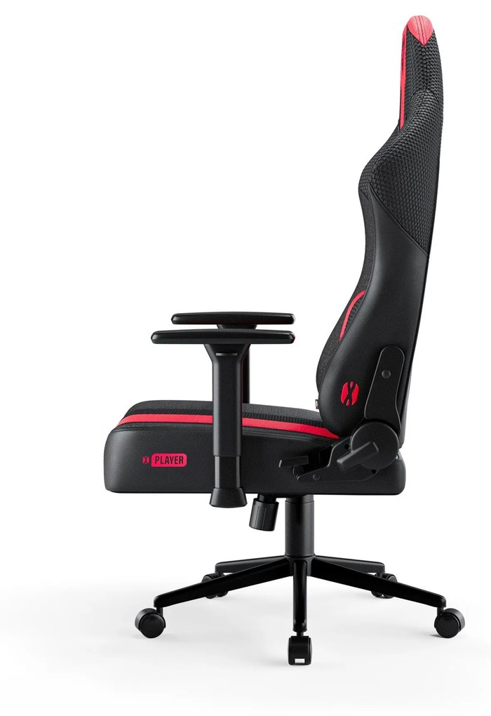 Herné kreslo s látkovým poťahom, veľkosť Small Size, karmínový-antracitový: Diablo X-Player 2.0