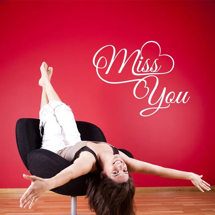 Sablio Samolepka na stenu: nápis Miss You - 90x70 cm