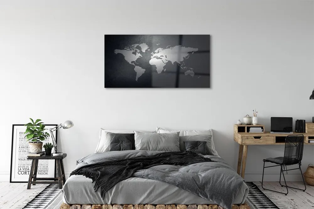 Obraz plexi Čiernom pozadí white mapa 125x50 cm