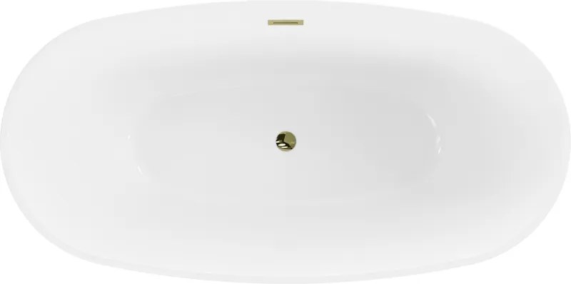 Mexen Eris, voľne stojaca vaňa 155 x 80 cm, biela, zlatý lesklý prepad, 53441558000-50
