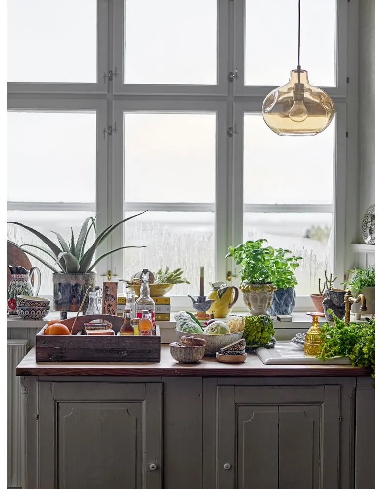 Hnedé závesné svietidlo so skleneným tienidlom ø 30 cm Azizi – Bloomingville