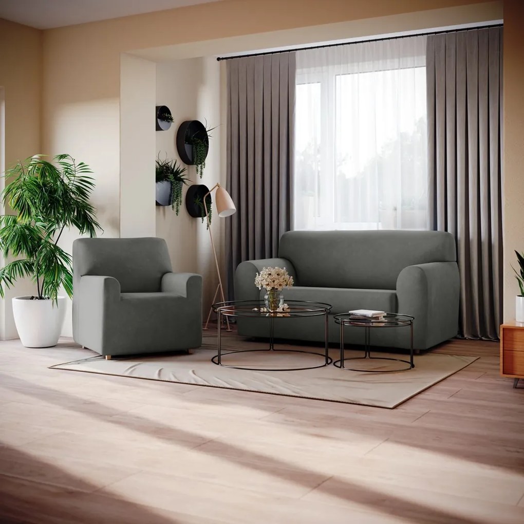 HOMEDE Poťah na dvojmiestnu pohovku Larsi tmavošedý, velikost 102x170x100